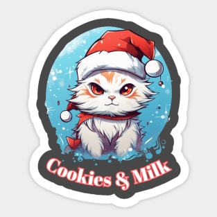 Cookies & Milk - Christmas Cat - Winter Holiday Sticker